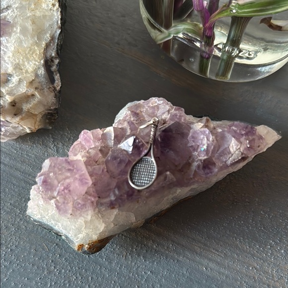 Silver Tennis Racket charm or pendant - Picture 1 of 2